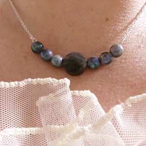 Labradorite Necklace Gothic Necklace Moonlight Necklace Sterling Silver Necklace Beaded Necklace Gift For Her Statement Necklace Gift