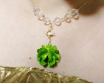 Statement Necklace Bridesmaid Jewelry Bridesmaid Gift Green Flower Necklace Flower Necklace Wedding Jewelry Wedding Necklace Bird Necklace