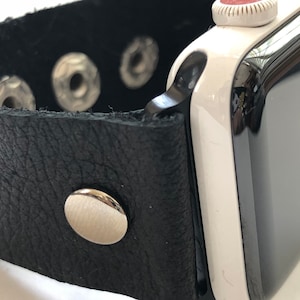 Leather Apple Watch Band  Butter soft Genuine Italia Nubuck Leather in Black HAND MADEfor Fitbits, Samsung and Apple Watches
