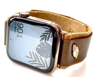 Skórzany pasek do zegarka Apple Watch wykonany ręcznie z poddanej recyklingowi skóry