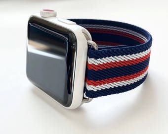 Elastic Apple Watch Band: Red, White & Blue USA Edition