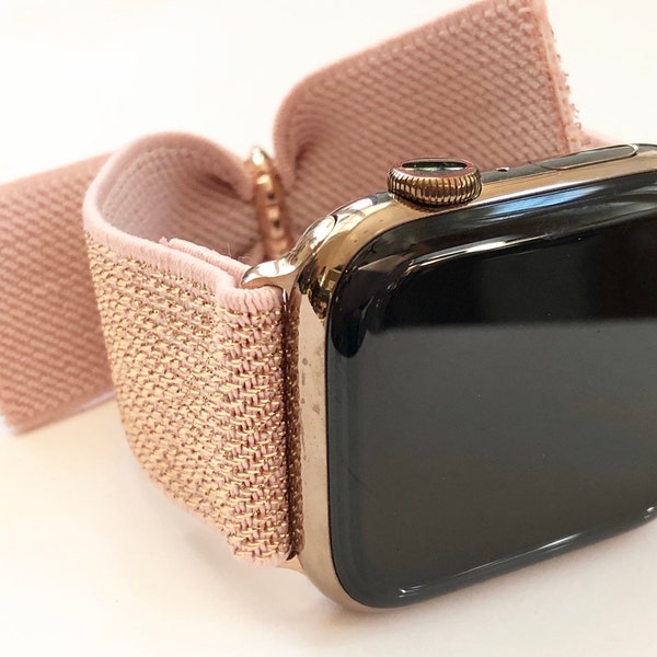 Sparkle Bands Elastic Apple Watch, Fitbit Versa 1/2/Lite, Fitbit Blaze, Samsung Active Original Designer Bow Tie Rose Gold adjustable band