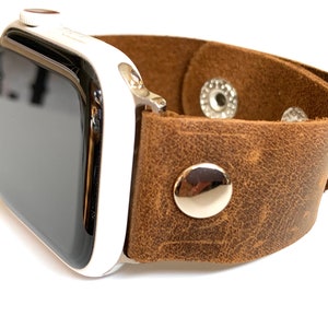 Leather Apple Watch Band   Genuine Italian Leather in Rustic Saddle HAND MADE for Fitbits, Samsung and Apple Watches