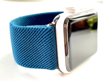 Elastic stretch watch band - Deep Sea Blue NEW European Fabrics, Build A Band