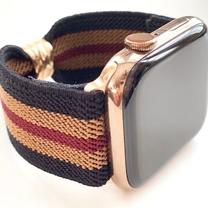 Apple Watch - Elastic Watch band - Snappy stripes and a little surprise in the back Fits ALL Apple watches Gold hardware