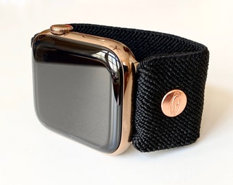 Black Elastic Apple Watch Band: Extra Wide, Soft, Stretchy