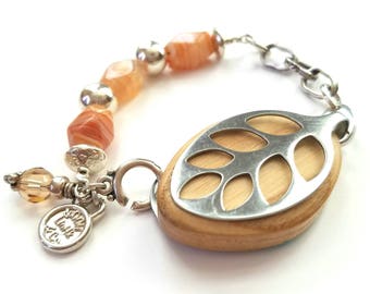 Bellabeat Leaf Bracelet Signature doOGle LinHk Designer Series Carnelian with .925 sterling silver