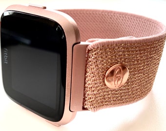 Fitbit VERSA Rose Gold Elastic watch band Signature doOGle band
