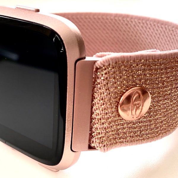 Fitbit VERSA Rose Gold Elastic watch band Signature doOGle band