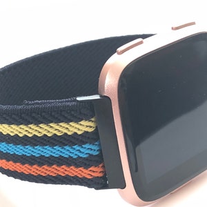 Fitbit VERSA Multi color striped slim line Elastic watch band
