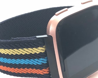 Fitbit VERSA Multi color striped slim line Elastic watch band