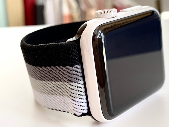 Apple Watch Apple Elastic Band Ombre Raya blanca/negra se | Etsy México