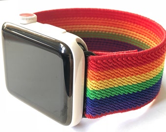 Rainbow Elastic Apple Watch Band: Soft Pride Month Strap