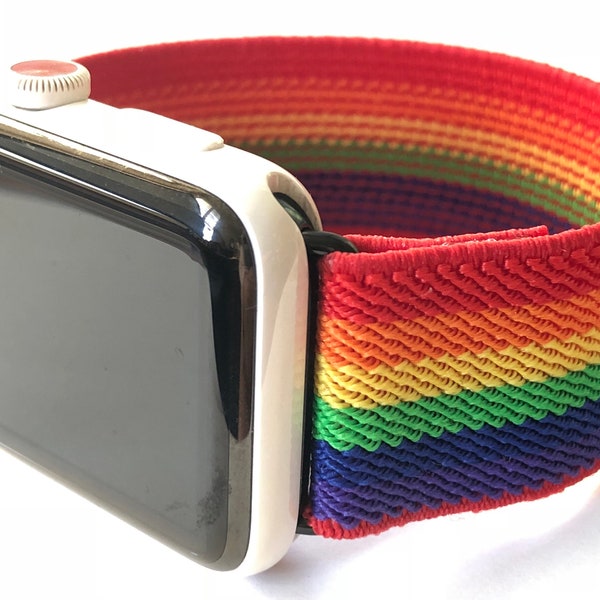 Rainbow Elastic Apple Watch Band: Soft Pride Month Strap
