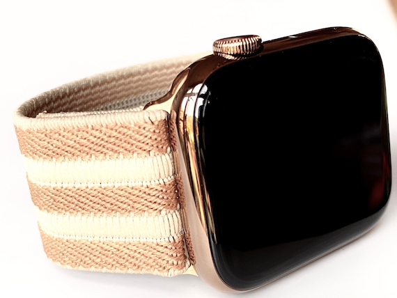 Carmel Latte Elastic Apple Watch Band: Handmade Stretch 