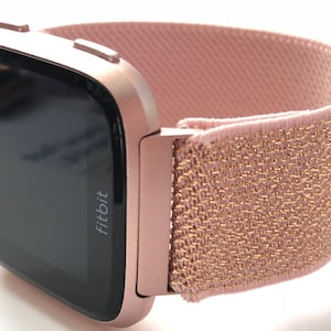 Fitbit Versa 1/2/Lite, Versa 3/Sense Rose gold metallic elastic watch band