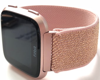 Fitbit Versa 1/2/Lite, Versa 3/Sense Rose gold metallic elastic watch band