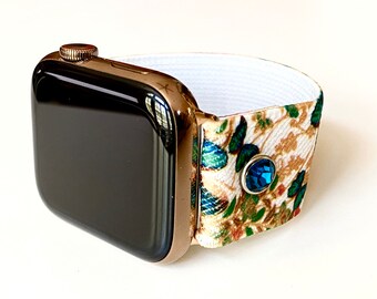 Pulseira elástica para Apple Watch Glitzy Garden: Pulseira floral para Fitbit Versa