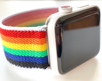 Pulseira elástica arco-íris para Apple Watch: ajuste confortável e elástico