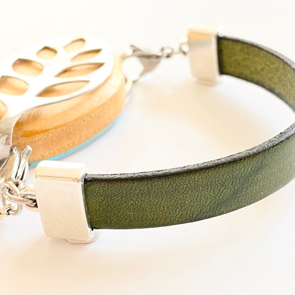 Bellabeat Leaf Bracelet Earth green Leather Stainless Steel