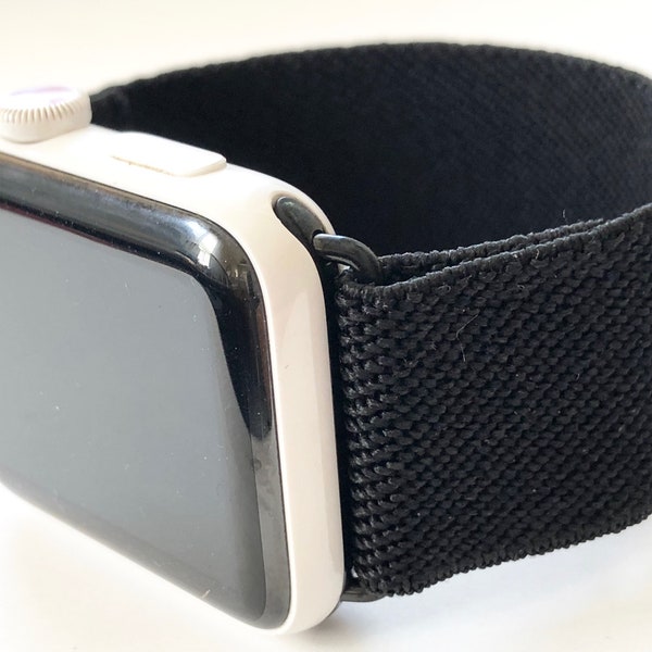 Apple watch band   band Custom made to fit Elastic stretch comfort band Minimalist design Hardware FREE Classic BLACK