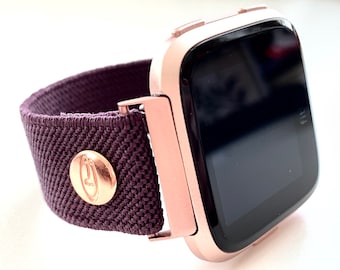 Fitbit VERSA 1/2/3/Lite/Sense, Blaze Aubergine Eggplant Slim Line Elastiskt Klockarmband