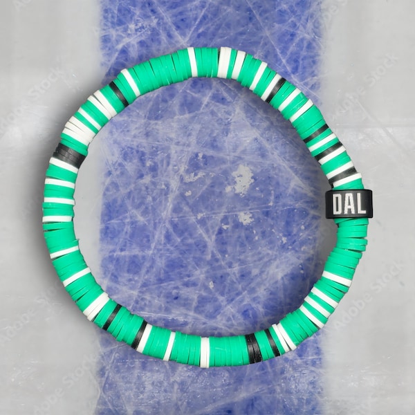 Dallas Hockey Team Color Bracelet – Green, Black, White Game Day Jewelry – Unisex