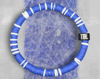 Pulsera de colores del equipo de hockey de Tampa Bay: azul y blanco, joyería unisex para el día del partido
