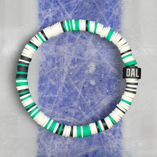 Dallas Hockey Team Color Bracelet – White, Green, Black Game Day Jewelry – Unisex