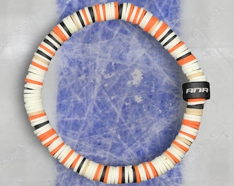 Bracelet couleur de l'équipe de hockey d'Anaheim – Orange, noir, beige pour le jour du match – Unisexe