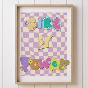 Girl Power Sign – Colorful Kids Room Print – Playroom Decor for Girls – Bold Typography Poster – Empowerment Art for Girls