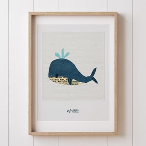 Whale Print for Baby Nursery – Boho Animal Print for Baby Room – Neutral Kids Wall Art – Kids Whale Wall Art – Nautical Nursery Print