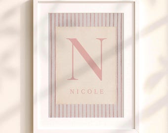 Letrero con nombre para habitación de niña y guardería: Impresión personalizada con nombre para guardar como recuerdo, regalo para baby shower