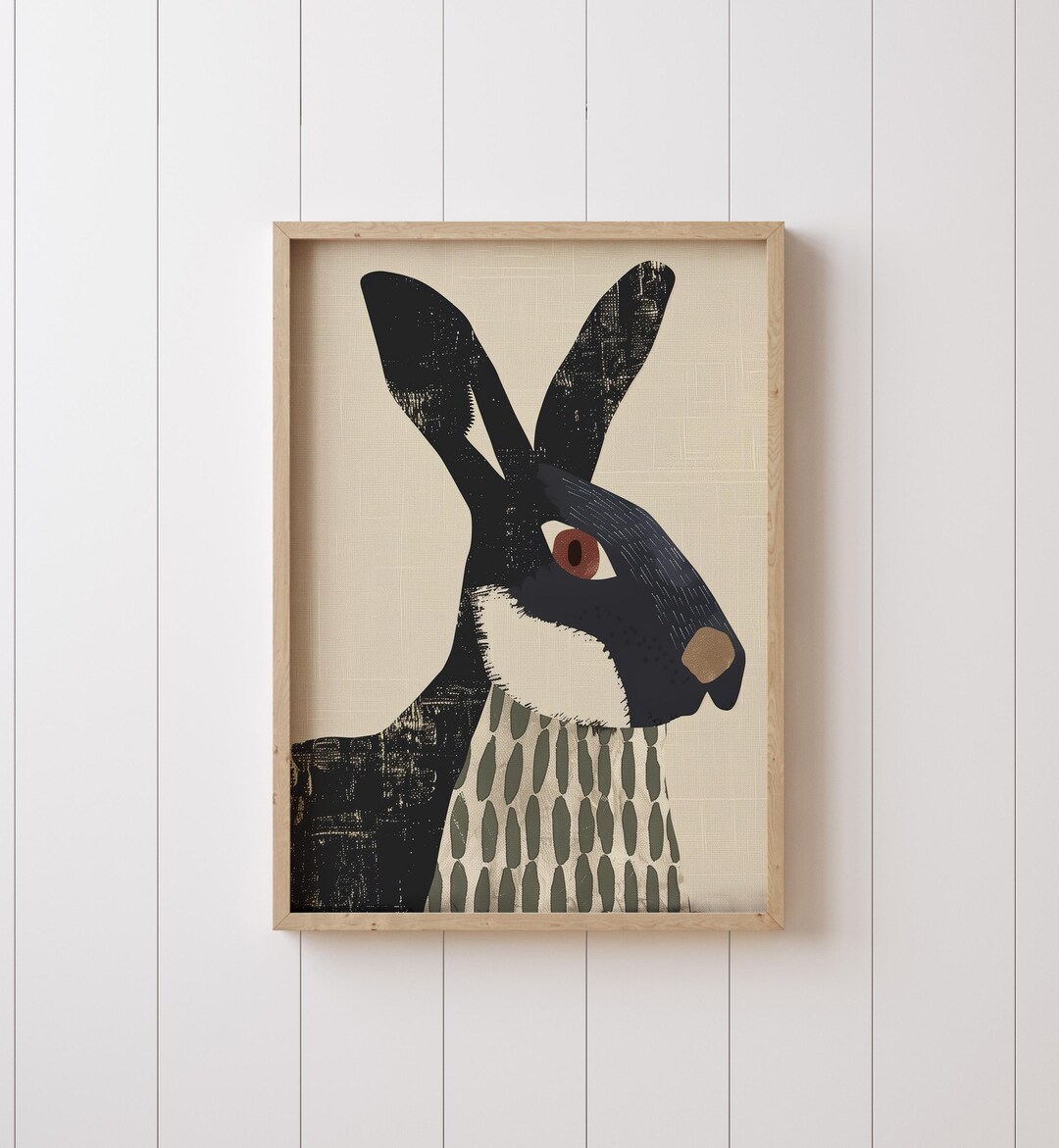 Scandinavian Nursery Art – Woodland Bunny Print for Kids Room, Rabbit ...