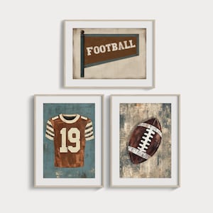 Football Gallery Wall | Set of 3 Prints | Football Prints Boy | Sports Nursery Prints | Vintage Football Wall Art | Football Nursery Prints