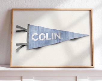 Kids Pennant Flag Name Print, Personalized Gift for Kids, Custom Pennant Flag, Nursery Pennant With Name, Playroom Wall Art