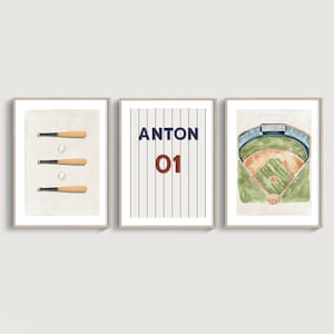 Baseball Nursery Wall Art – Kids Baseball Prints – Baseball Prints for Boys Room – Custom Name Art Print Nursery – Playroom Wall Art Boys