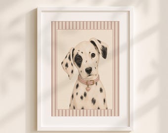 Cuadro de cachorro dálmata para habitación infantil, lámina de perro en acuarela, decoración neutra para bebés.