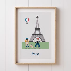Whimsical Paris Nursery Art Print - Eiffel Tower Illustration for Kids Room Décor, French-Inspired Baby Wall Art, Parisian Gift Idea