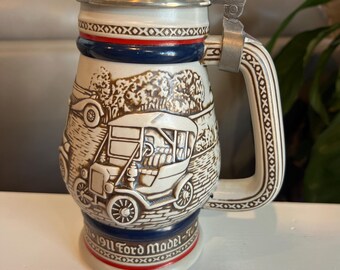 Avon 1979 Stanley Steamer Lidded Beer Stein