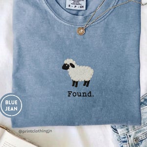 Christian Psalm 23 Lamb Embroidered Shirt, Found Sheep Faith Tee, Minimal Scripture Animal Sweatshirt, Comfort Colors Easter Church Apparel