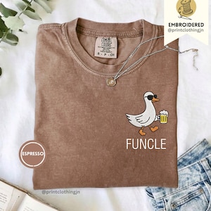 Funcle Goose-skjorta, broderad rolig farbrorpresent, bekväma färger rolig farbror-t-shirt, fars dag-födelsedagspresent till farbror