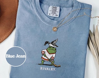 Embroidered Wolf Bird Hockey Frog Shirt, Game Day shirt, Comfort Colors 1717 Sweatshirt and Tshirt, Funny DnD T-Shirt, Heated Rivalry shirt