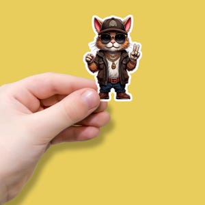 Cat Gangster, Animal Lovers, Cat lovers Sticker, Vinyl Decal for water bottles, Journals, Laptops, Waterproof Stickers