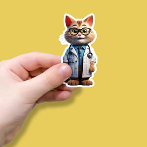 Cat Doctor Sticker, Animal Lovers, Cat lovers Sticker, Vinyl Decal for water bottles, Journals, Laptops, Waterproof Stickers
