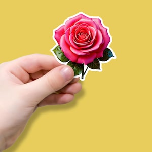 Pink Rose Flower Sticker, Nature Lovers, Flower lovers Sticker, Vinyl Decal for water bottles, Journals, Laptops, Waterproof Stickers