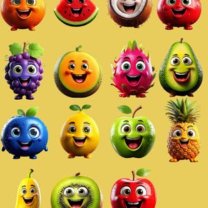 Cute Fruit Stickers, Waterproof Viny, Stickers, Fun Colorful Fruit Decals for Laptops, Water Bottles & More, Realistic Sticker