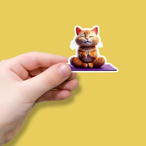 Yoga Cat, Animal Lovers, Cat lovers Sticker, Vinyl Decal for water bottles, Journals, Laptops, Waterproof Stickers
