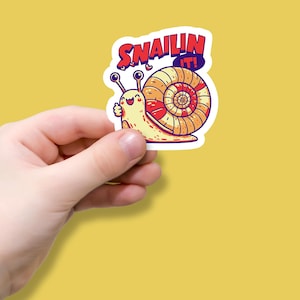 Cute Snail Waterproof Sticker, Vibrant Colors, Kawaii Snail Vinyl Decal, Adorable Garden Decor, Perfect Gift for Snail Lovers