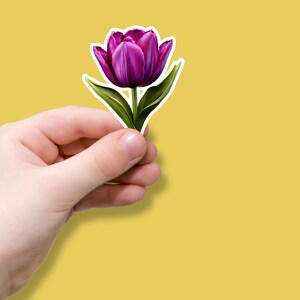 Purple Tulip Flower Sticker, Nature Lovers, Flower lovers Sticker, Vinyl Decal for water bottles, Journals, Laptops, Waterproof Stickers